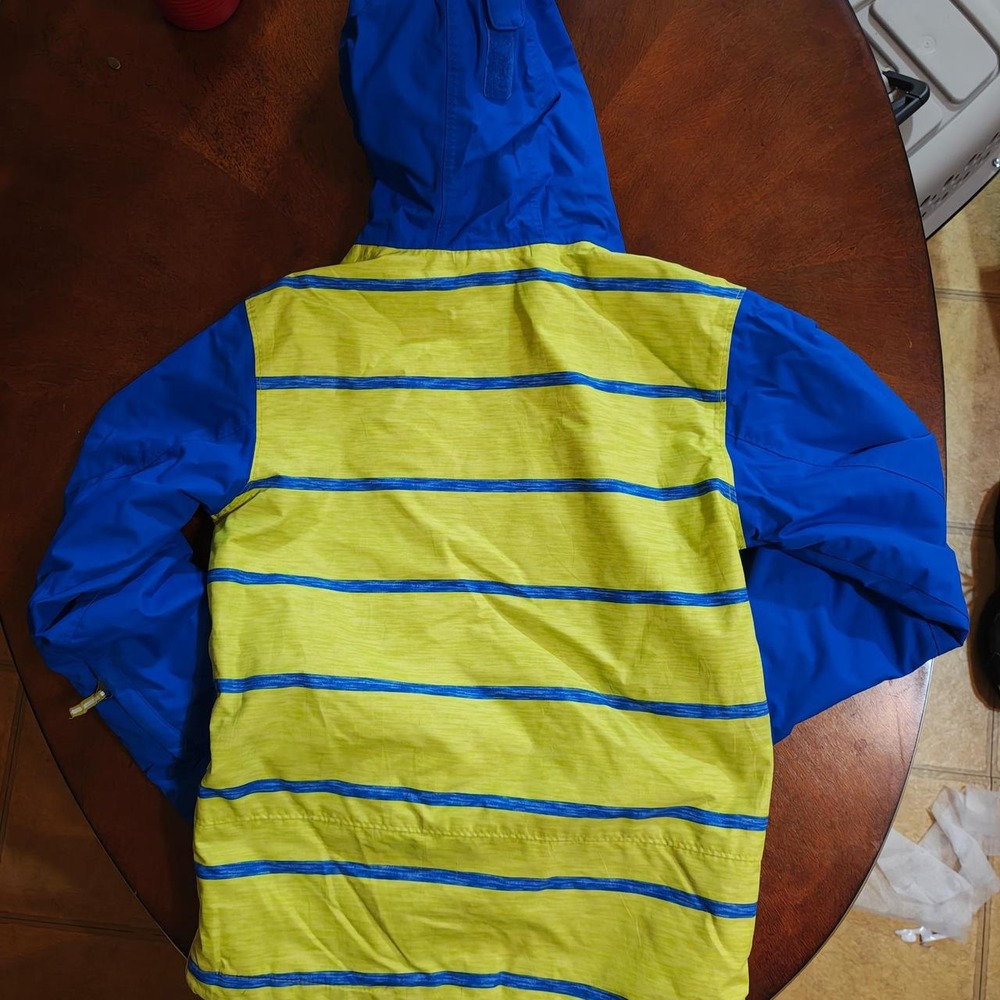 Columbia Omni-Heat Omni-Tech Ski Jacket Blue Yellow Striped Hooded Womens S - Picture 5 of 5